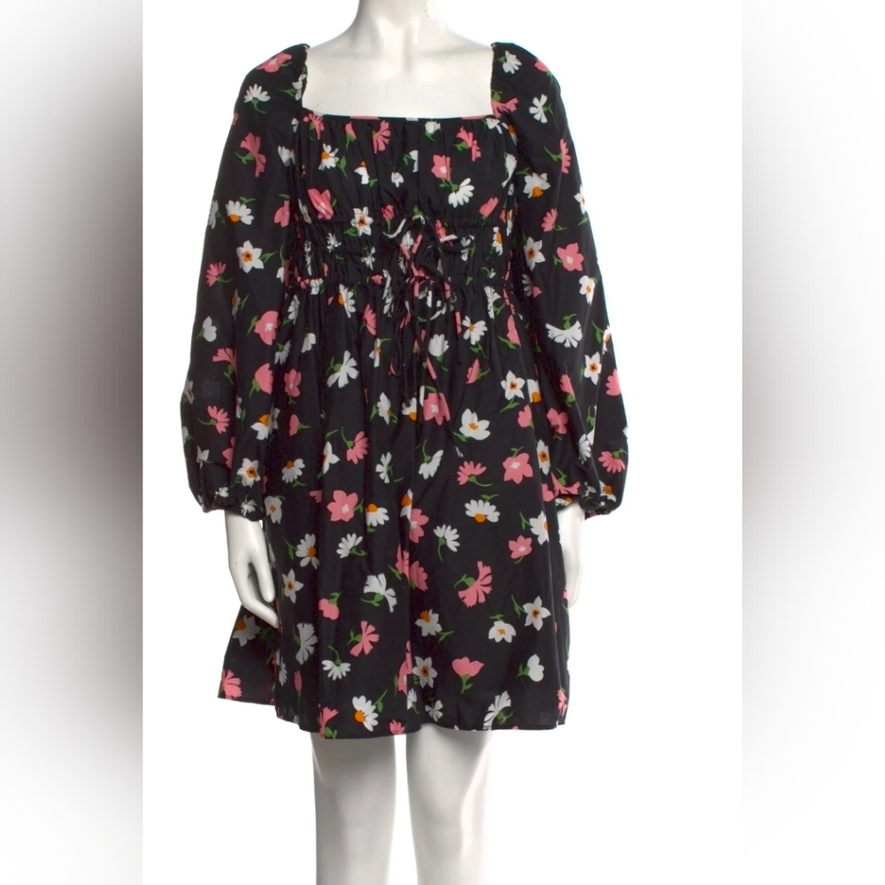 Kate Spade Black Dress with Pink and White Floral Pattern